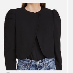 Alice & Olivia Addison Blazer cropped puff sleeves black NWT size XS retail $375